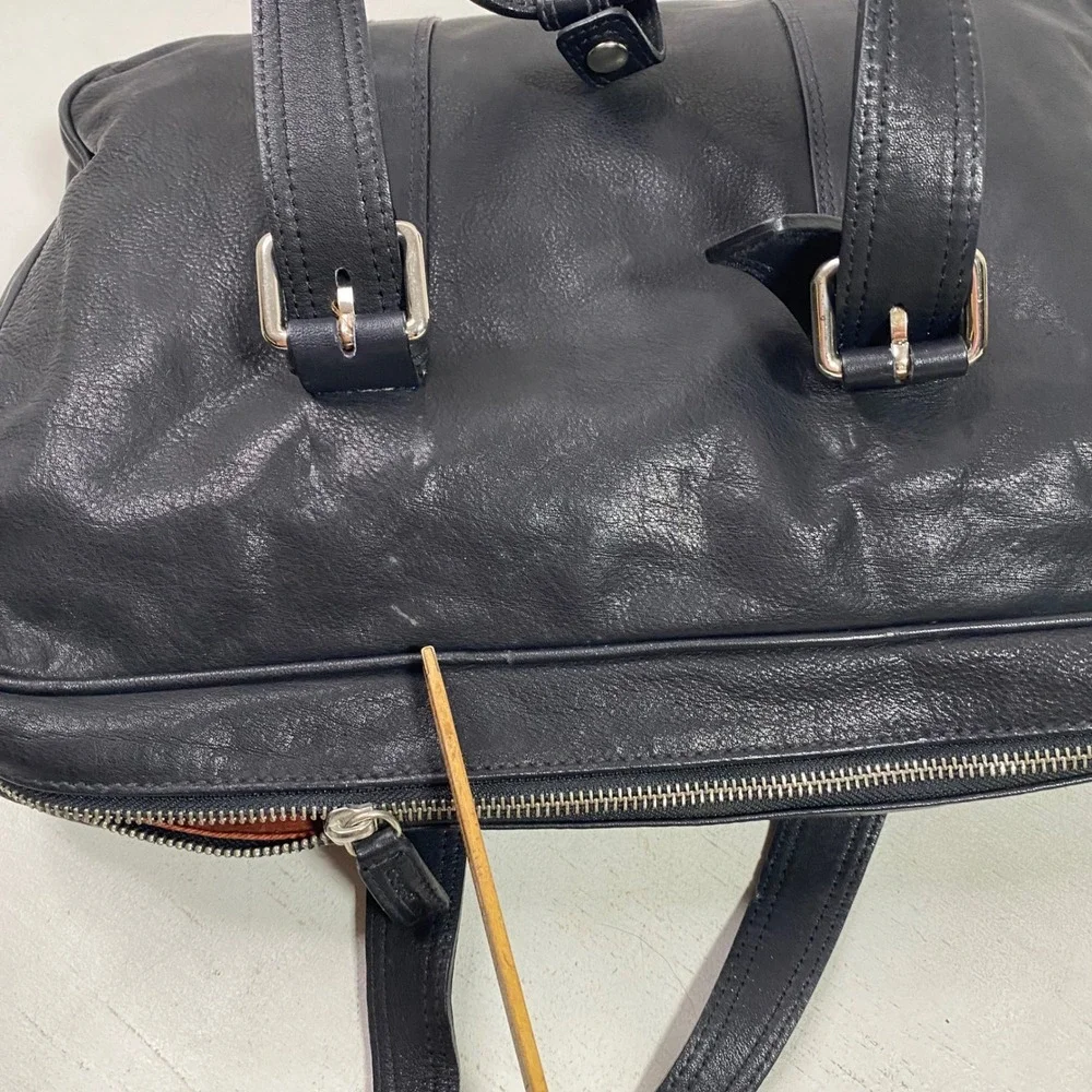 Cole Haan Black Leather Briefcase Laptop Bag Made in Italy Business Casual